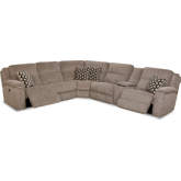 Campbell Power Reclining Sectional Sofa with Right Side Console in Platinum Brown Fabric